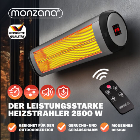 Infrared Radiant Heater MZH2500 2500W 3-step Timer Remote Control Patio Electric Heater  Silver
