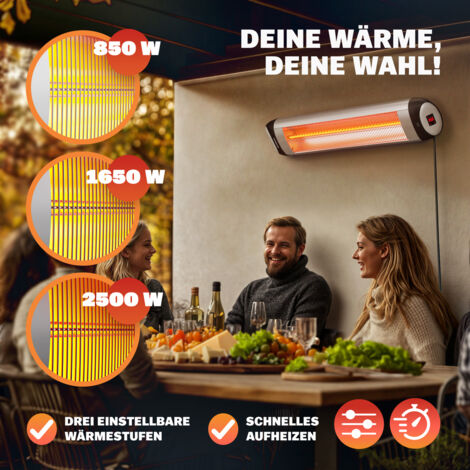 Infrared Radiant Heater MZH2500 2500W 3-step Timer Remote Control Patio Electric Heater  Silver