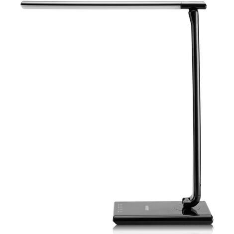 LED Desk Lamp 3 Light Colours 5 Brightness Light Levels Touch USB Charging Port Dimmable Table Office Bedside Reading Lamp Black