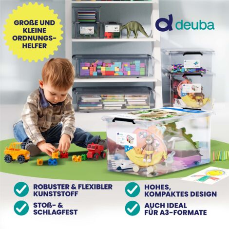 DEUBA® 30/60 Litre Plastic Rolling Storage Boxes w/Lid Stackable Clear BPA-Free  2x 60L (de)
