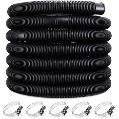 MONZANA® 6/10/14m Swimming Pool Hose 32/38mm Diameter Trimmable Chlorine and UV-Resistant Pipe Suitable for Pool Heater Hot Tub Water Pump Drain Blue/Black 14m 32mm schwarz (de)