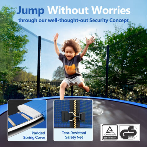 Trampolino Elastico Monzana Ø244cm Con Rete Di Sicurezza - Certificato TÜV GS Per Bambini - Foto 7