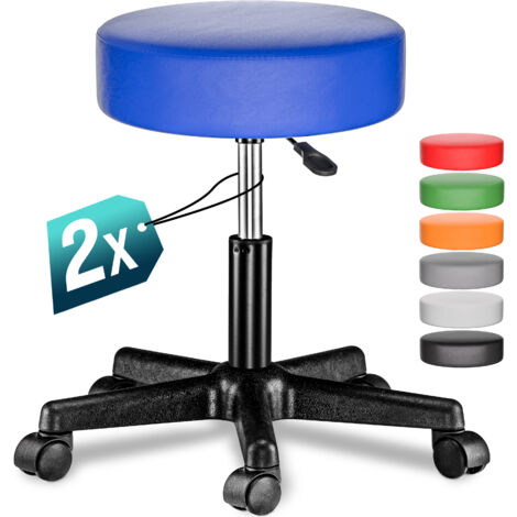 CASARIA® 35cm Black Rolling Stool with Wheels Height Adjustable 360° Rotatable Padded Swivel Roll Chair Double Castors Comfortable Upholstered Seating Office Workshop Salon 2er Set blau (de)
