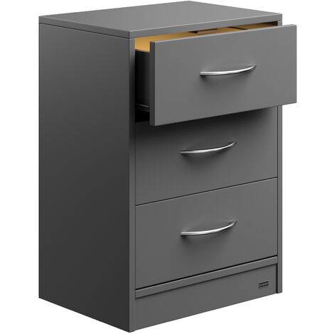 CASARIA® Eloise 3-Drawer Bedside Table  Chest Of Drawers  3 Drawers  Cable Routing Hole  Wall Mounting Option  Bedroom Nightstand  54x39x28cm  Anthrazit LED (de)