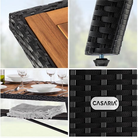 CASARIA® 8 Person XL Poly Rattan Garden Table with Shelf  190 x 90 x 74cm  Weather Resistant  Outdoor Patio Dining Furniture  Lawn Patio Deck Balcony  Black