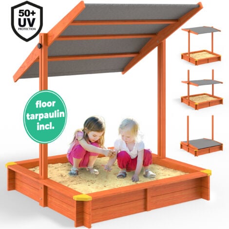 Spielwerk® Sandpit with Canopy or porch Corner Protection Floor
