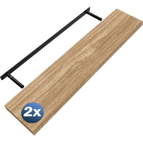CASARIA® Floating Shelves Including Bracket  Wall Shelving Living Room Kitchen Bedroom Office  38mm Thick  Hidden Wall Fixing  15kg Capacity MDF  2er Set Eiche (de), 110cm (de)