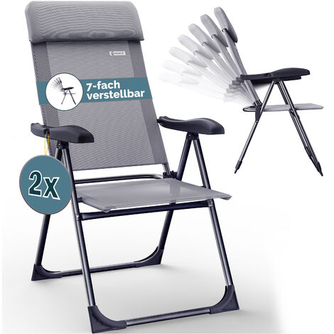 CASARIA® 2x/4x Aluminium High Back Folding Garden Chairs  Lightweight 7-Way Adjustable Backrest Armchairs Set  Padded Headrest  Patio Balcony Camping Outdoor  2er Set Grau (de)