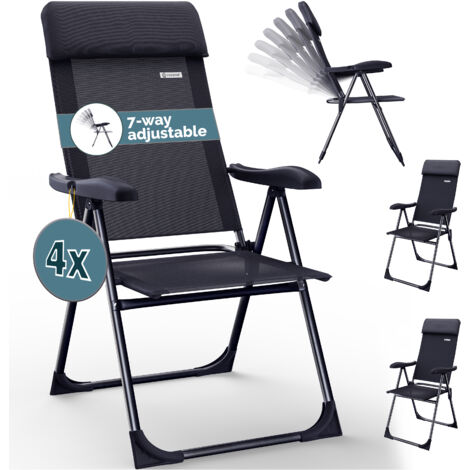 CASARIA® 2x/4x Aluminium High Back Folding Garden Chairs  Lightweight 7-Way Adjustable Backrest Armchairs Set  Padded Headrest  Patio Balcony Camping Outdoor  4er Set Anthrazit (de)
