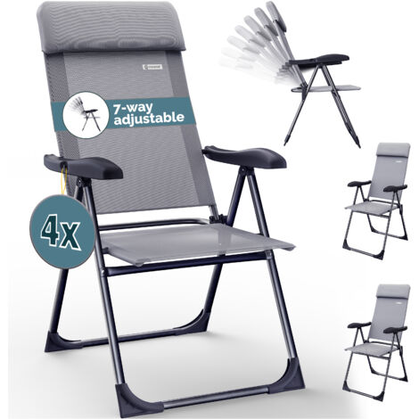 CASARIA® 2x/4x Aluminium High Back Folding Garden Chairs  Lightweight 7-Way Adjustable Backrest Armchairs Set  Padded Headrest  Patio Balcony Camping Outdoor  4er Set Grau (de)