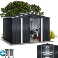 GARDEBRUK® Metal Tool Shed With Foundation Apex or Pent Roof Sliding Door Heavy Duty Galvanised Steel Garden Equipment Bike Log Storage metallic-anthrazit (de)