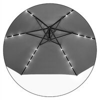 Garden Sun Parasol LED Ø300cm Hanging Umbrella Banana Cantilever Lights Patio Anthracite