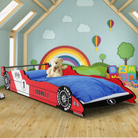Deuba Car bed frame child single junior bed boys red car beds kids bedroom furniture racing car beds