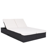 Deuba® Double Sunlounger King Size | Garden Furniture | Poly Rattan Sun Lounger | Adjustable Day Bed | Recliner | Folding Tables | Model Choice, Black, Brown | 160cm