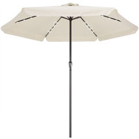 Sun Parasol Garden Umbrella Patio LED Lights Solar 330cm Round Sunshade Canopy Cream