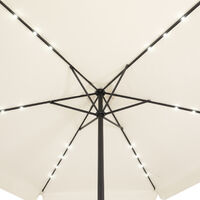 Sun Parasol Garden Umbrella Patio LED Lights Solar 330cm Round Sunshade Canopy Cream