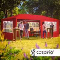 Casaria Marquee Rimini 3x6m UV Protection 18m² Water-Repellent 6 Side Panels Pavilion Party Tent Garden Gazebo Festival Red (UV-Protection)