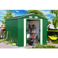 Deuba Garden Metal Tool Shed Size and Colour Choice Galvanised Green Anthracite Brown Roofed Outdoor Storage 10x8ft, Green