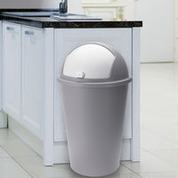 Waste Bin 50L Flip Swing Push Can Rubbish Kitchen Home Plastic Lid Dustbin Trash grau - grey - gris (de)