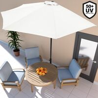 Half Sun Parasol 2.7m Garden Umbrella UV Protection 50+ for Balcony Patio Outdoor Light 10ft Cream
