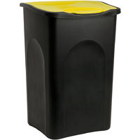 Stefanplast® Rubbish Bin 50L Plastic Dustbin Kitchen Garbage Swing Lid Can Black/Yellow
