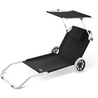 Sun Lounger Beach Aluminium Camping Recliner Patio Balcony Deck Chair Sun Shade Anthracite