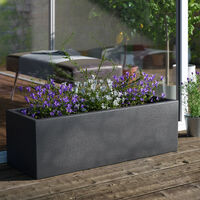 80cm Large Trough Planter Window Box Flower Pot Plant Outdoor Garden Anthracite Black Grey 33L Rectangle Plastic Bed Grey