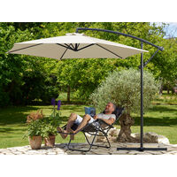 KINGSLEEVE Sun Parasol 3.3m Hanging Sunshade Banana Cantilever UV40+ Patio Garden Terrace Umbrella Canopy Cream