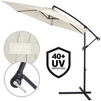 KINGSLEEVE Sun Parasol 3.3m Hanging Sunshade Banana Cantilever UV40+ Patio Garden Terrace Umbrella Canopy Cream