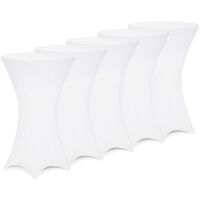 5x Fitted High Bar Cocktail Table Cloth Covers SPANDEX Lycra Stretch Wedding 5er Set Ø70 cm / weiß (de)