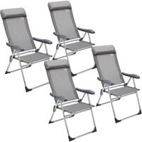 4x Garden Chair Aluminium High Back Grey Folding Camping Outdoor Patio Furniture