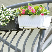 Hanging Flower Pot 'Ratolla' Balcony Poly Rattan Planter Colour / Size Choice 49cm - Weiß (de)
