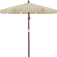 Parasol Wood Ø330cm UV Protection 40+ Sun Protection Market Umbrella Garden Shade Cream