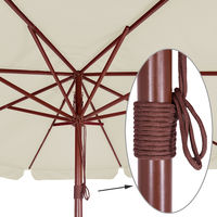 Parasol Wood Ø330cm UV Protection 40+ Sun Protection Market Umbrella Garden Shade Cream