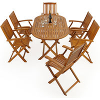 Wooden Garden Dining Table and Chairs Furniture Set Boston Acacia Wood 6 Seater