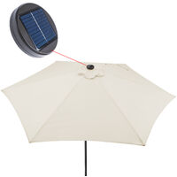 Sun Garden Parasol Lights Solar LED Umbrella Sunshade Patio 3m Shade Aluminium Cream