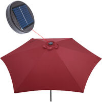 Sun Garden Parasol Lights Solar LED Umbrella Sunshade Patio 3m Shade Aluminium Red