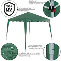 Pavilion 3x3m Gazebo Marquee Awning UV Protection 50+ Water-resistant Foldable Bag Folding Capri Party Tent Garden Patio Festival Pop Up Tent Green