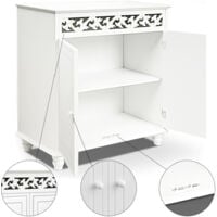 Deuba Wooden Cabinet »Nostalgia« Cupboard Doors Storage for Bathroom Kitchen Living Room White with Shelf