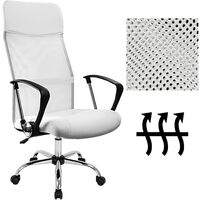 Ergonomic Mesh Office Chair 160 kg Adjustable Height Computer Desk High Back Breathable Padded Rocker Seat Home Work Swivel White Black White