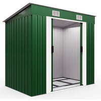 Deuba Garden Metal Tool Shed Size and Colour Choice Galvanized Sturdy Green Anthracite Brown Roofed Outdoor Storage (Green)