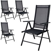 4x Deuba Garden Dining Chair Bern Folding Chairs Set Aluminum Recliner Outdoor Patio Silver or Anthracite