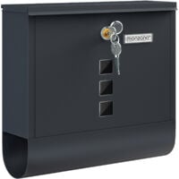 Letter Box Steel Wall Mount Letterbox Mail Postbox Newspaper Outdoor Lockable Anthracite
