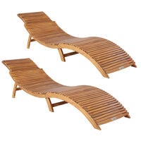 Casaria Sun Lounger Set Ergonomic Wooden Garden Patio Furniture Sun Bed