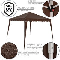 Pavilion 3x3m UV Protection 50+ Waterproof Foldable incl. Bag Folding Pavilion Capri Party Tent Garden Pop Up Tent Dark Brown