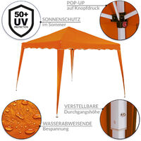 Pavilion 3x3m UV Protection 50+ Waterproof Foldable incl. Bag Folding Pavilion Capri Party Tent Garden Pop Up Tent Orange