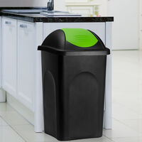 Dust Bin Rubbish Waste Bin 60L Plastic Kitchen Recycling Swing Lid Plastic Home Black/Green