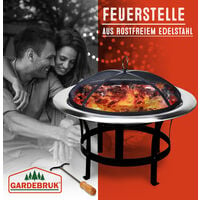 Fire Pit Stainless Steel Fireplace Bowl Safe and Decorative Ø 75 cm