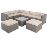 Casaria Poly Rattan XXL Lounge Set With Thick Cushions + 2 Stools Seating Group Garden Lounge Furniture Set beige-grau/beige (de)