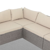 Casaria Poly Rattan XXL Lounge Set With Thick Cushions + 2 Stools Seating Group Garden Lounge Furniture Set beige-grau/beige (de)